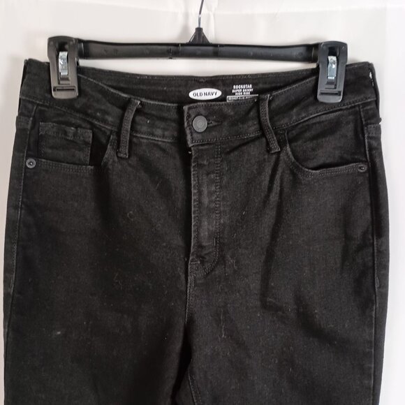 Old Navy Rockstar Super Skinny High Rise Black Jeans Size 8 Women’s Slim Fit - Picture 2 of 6